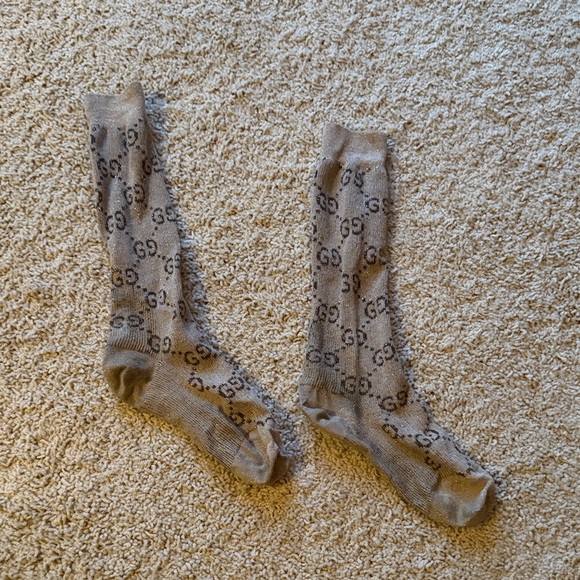 Gucci Tan GG Logo Socks - Picture 1 of 2